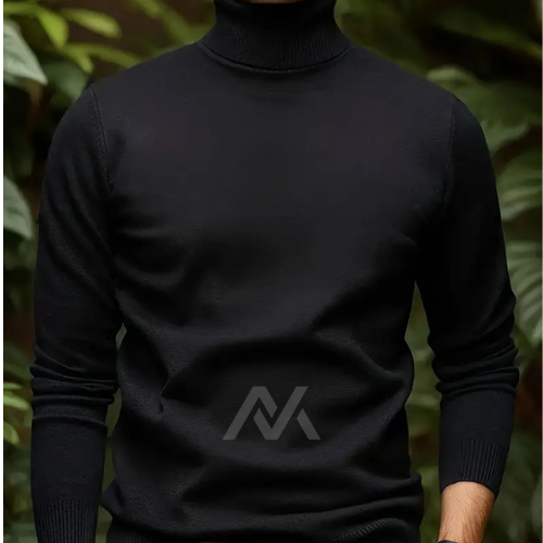 سترة تكتيكية ذات لون سادة للرجال - Men's tactical Solid Color Turtleneck Sweater - Soft Knit Pullover for Fall/Winter, Long Sleeve